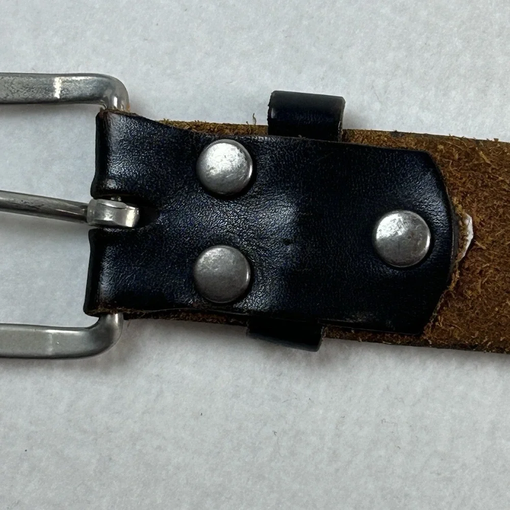Vintage Black Genuine Top Grain Leather Belt Men's Size 42/105 Tooled Weave